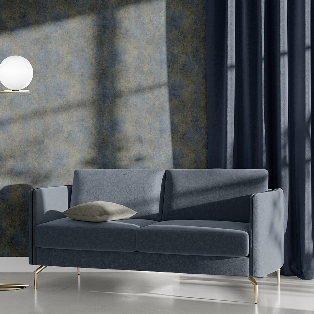 Elle Decoration Metallic Concrete Blue Vinyl Wallpaper by Erismann Image 2