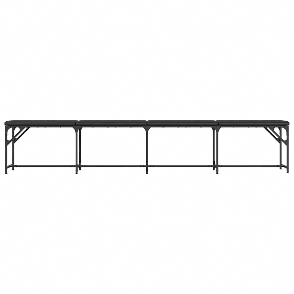vidaXL 4 Seater Black Steel and Fabric Dining Bench Image 3