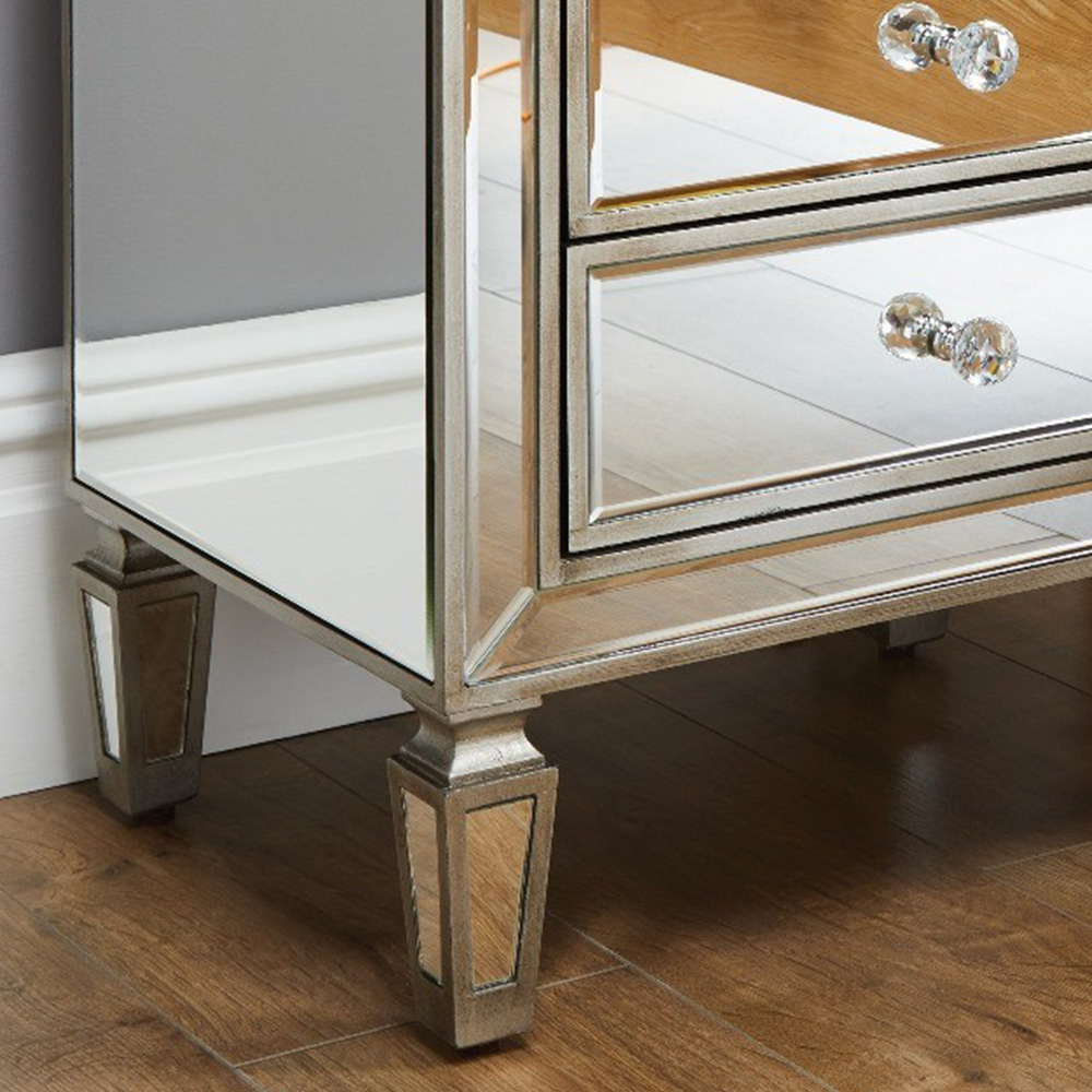 Furniturebox Veneto 3 Drawer Mirrored Bedside Table Image 2
