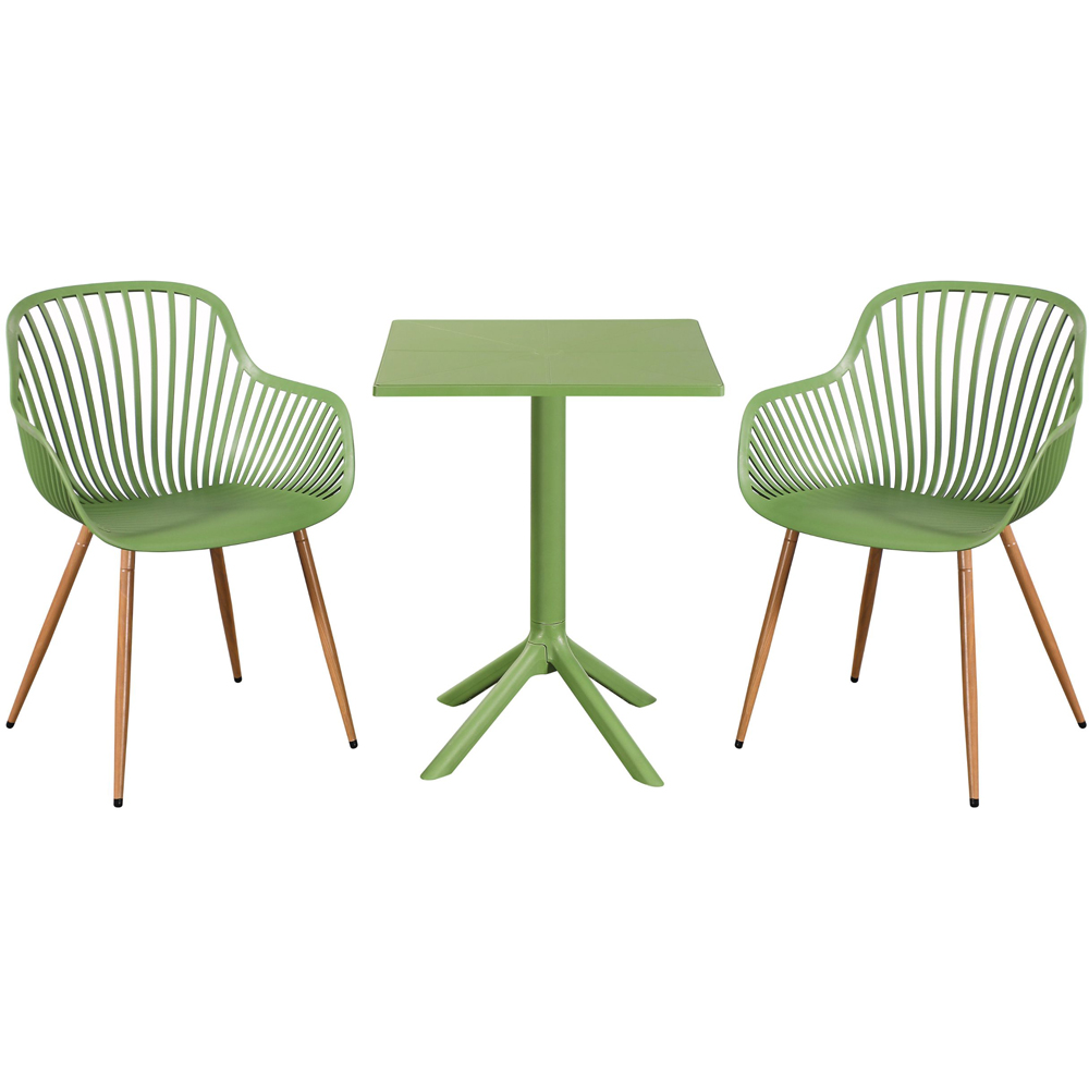 Core Products 2 Seater Moss Green Sunray Design Square Plastic Table Garden Bistro Set Image 2