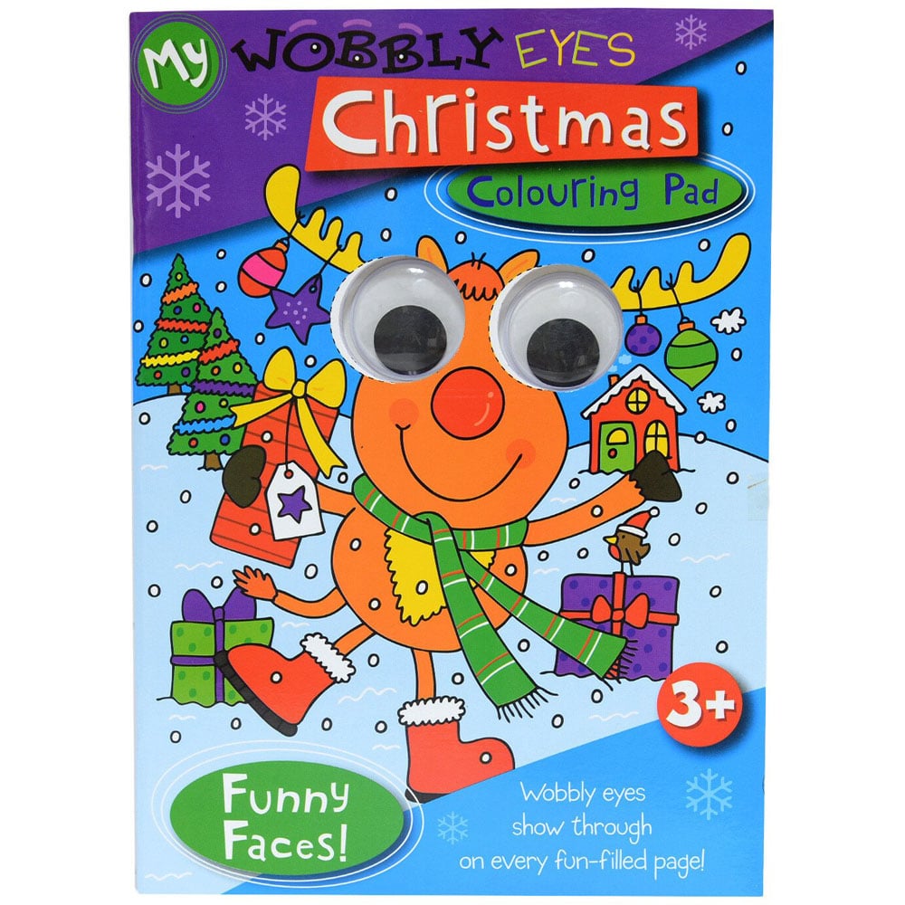 Wobbly Eyes Christmas Colouring Book Image