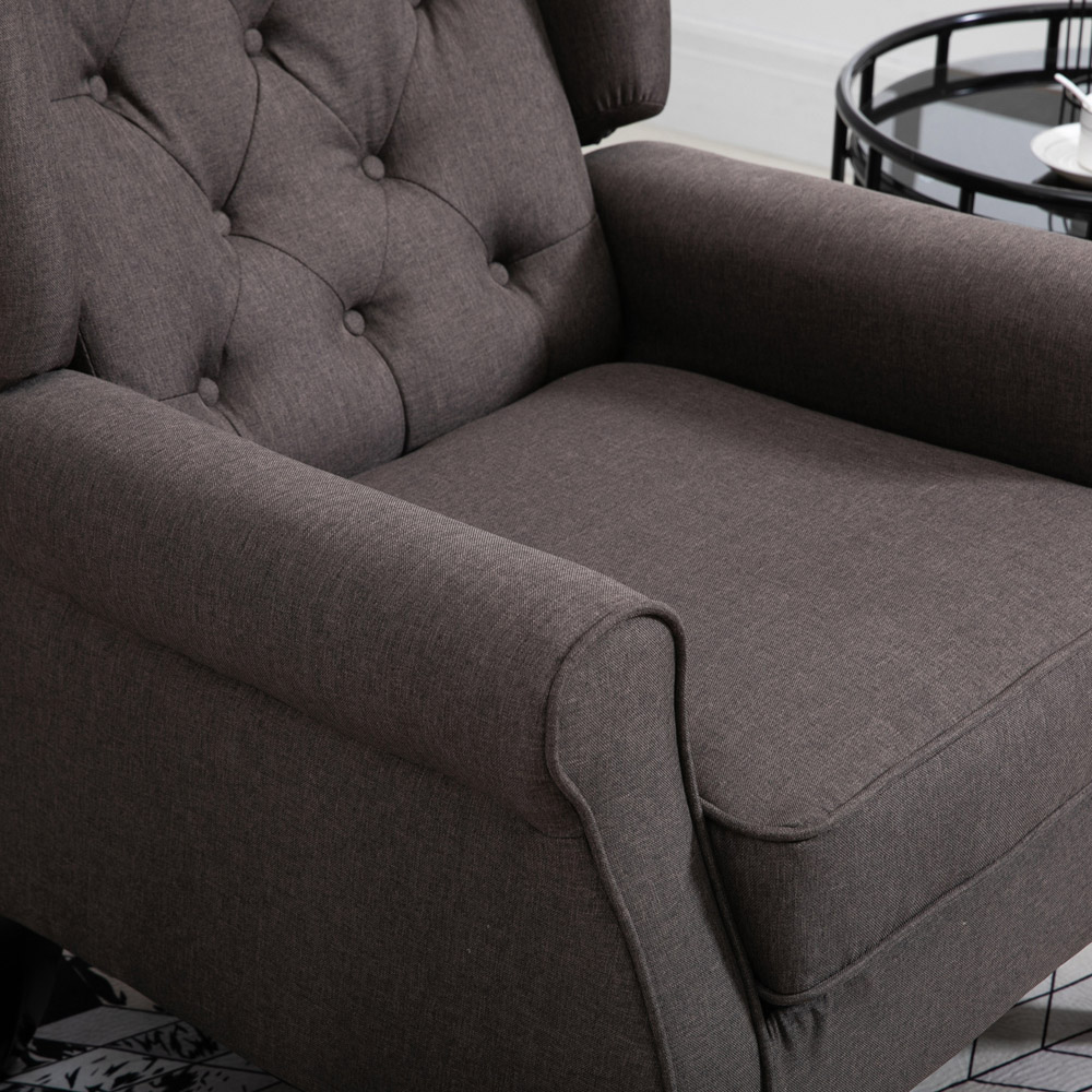 Portland Brown Retro Upholstered Wingback Armchair Image 3