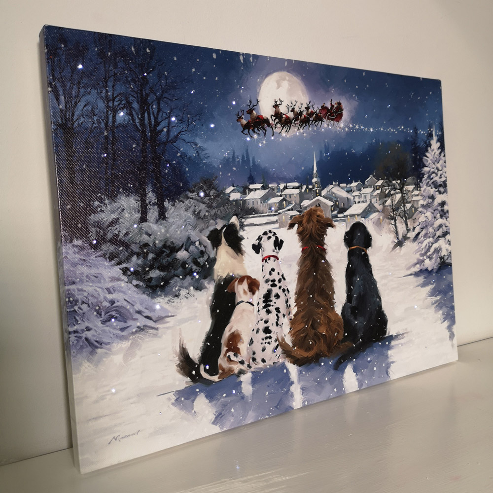 Samuel Alexander Snowtime Christmas Dogs Light Up Wall Art 30 x 40cm Image 7