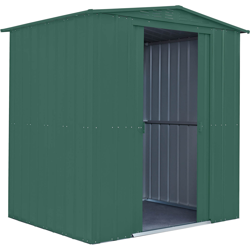 Globel 6 x 5ft 2 Door Green Metal Apex Garden Shed Image 2