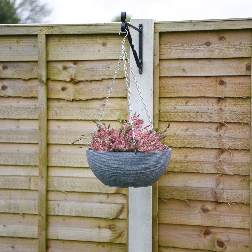 Garden Gear 35cm Stone Effect Dark and Cool Grey Hanging Baskets 2 Pack Image 3