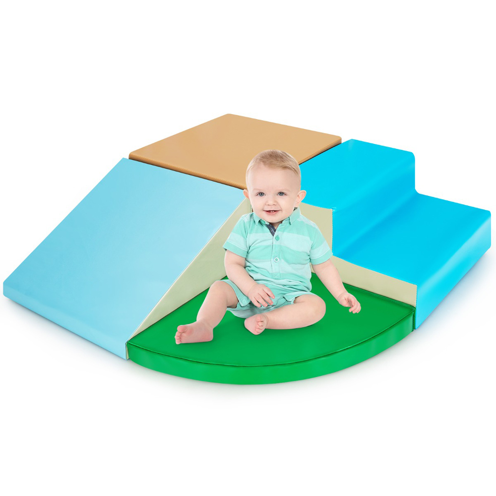 Costway Blue Toddler Climb and Crawl Foam Play Set 4 Piece Image 3