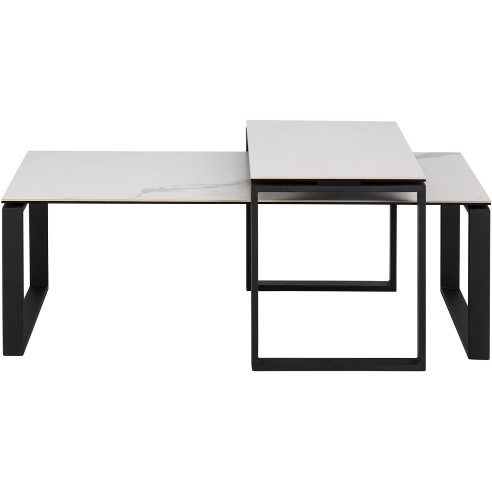 Florence Katrine White Ceramic Akranes Top Coffee Table Set of 2 Image 3