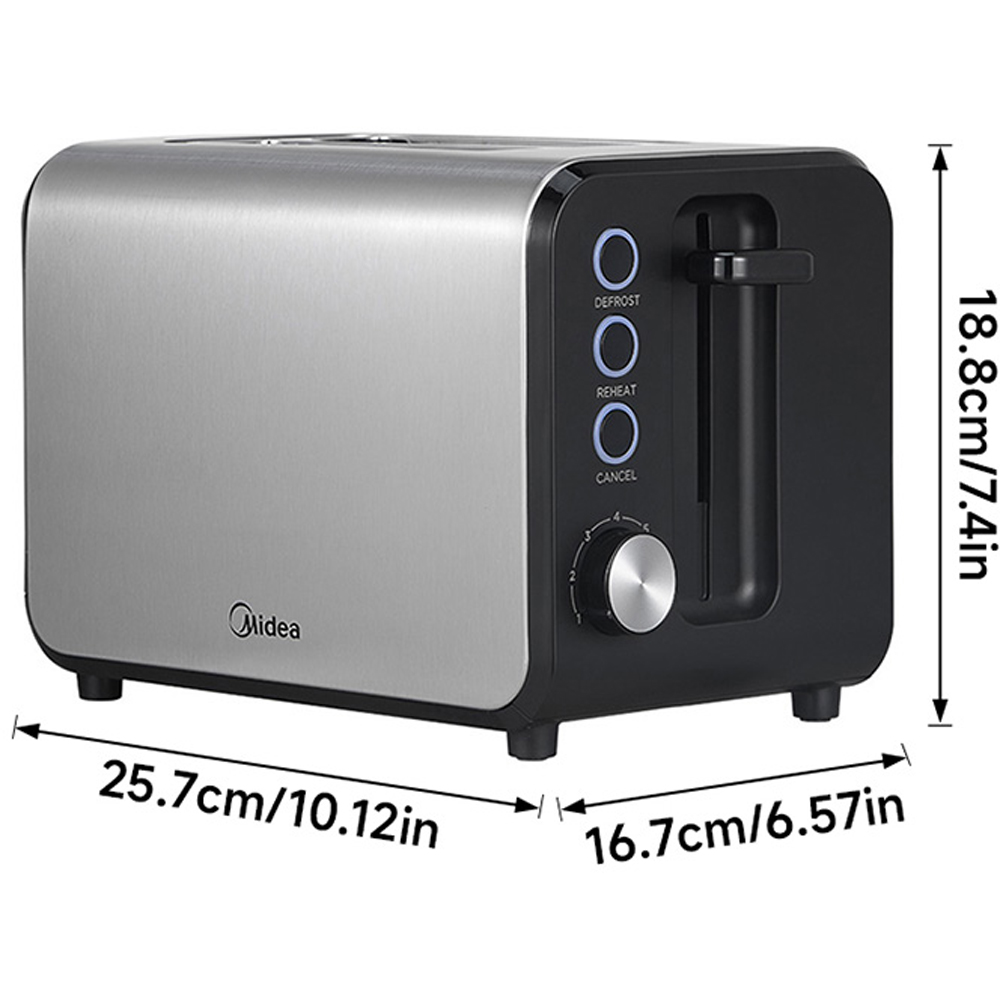 Midea AJ0865 Dark Grey 2 Slice Toaster 950W Image 6
