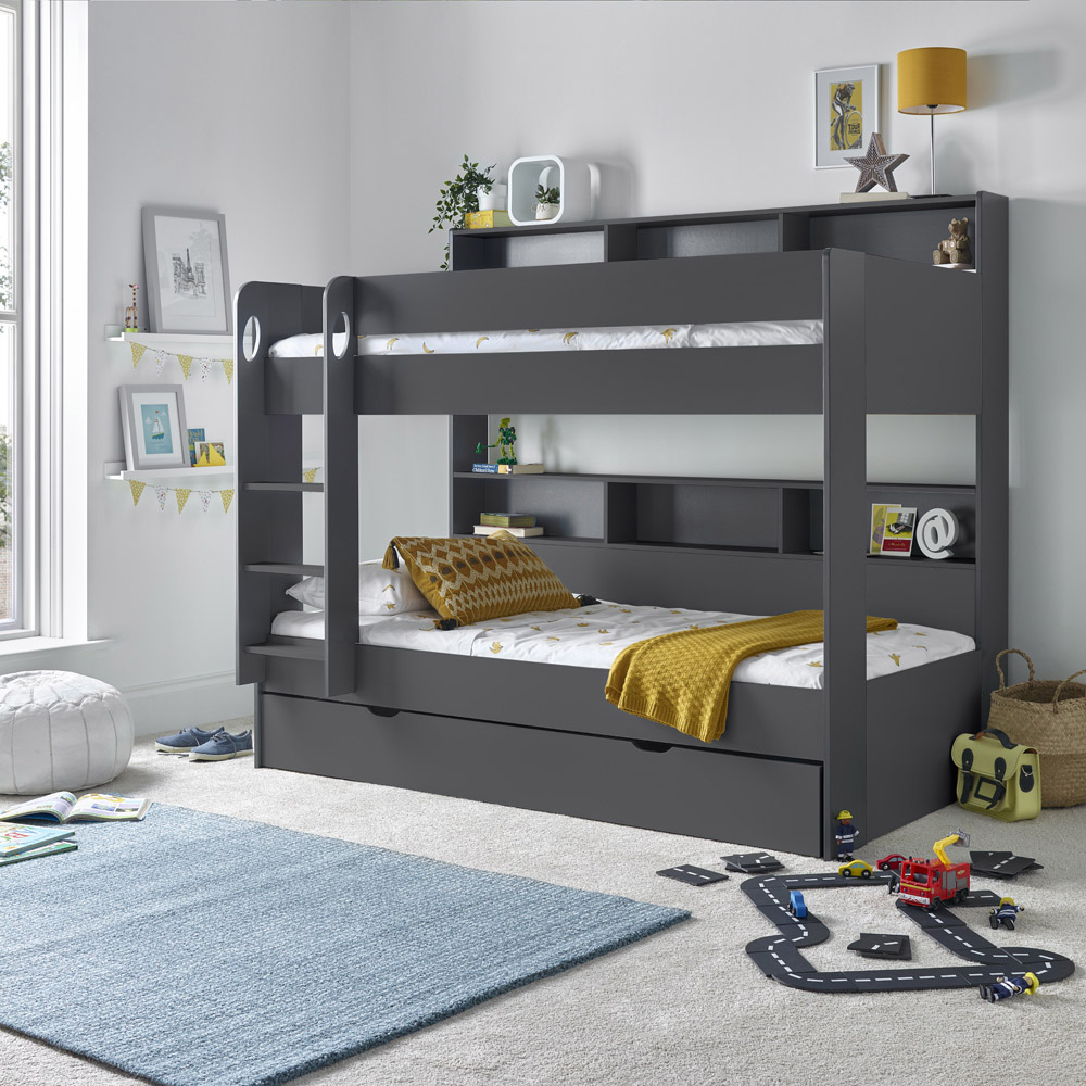 Oliver Onyx Grey Storage Bunk Bed with Spring Mattresses Image 8
