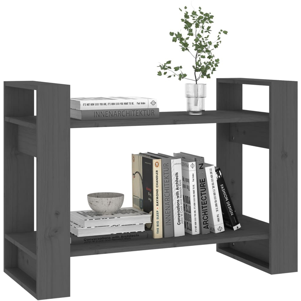 vidaXL 2 Shelf Grey Solid Pine Wood Bookcase Image 4