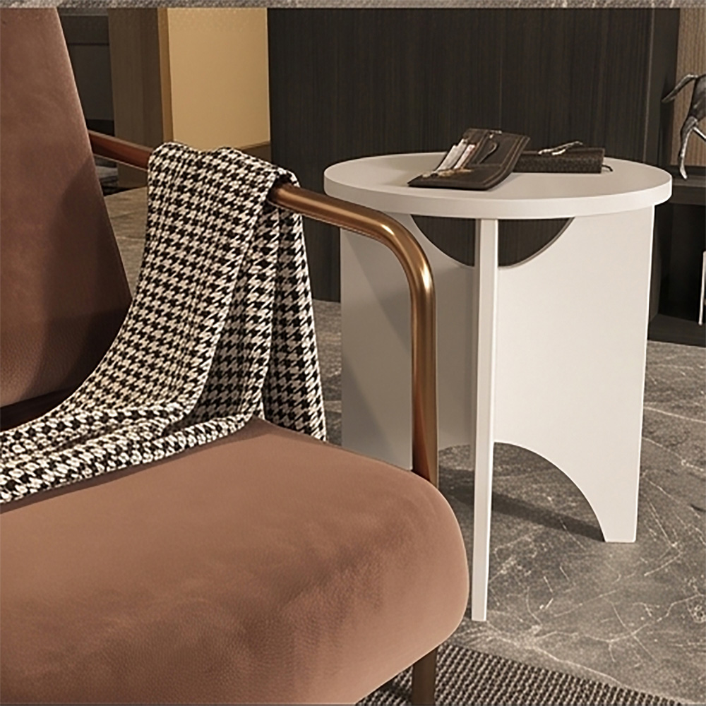 Decorotika Merit White Round Side End Table Image 5