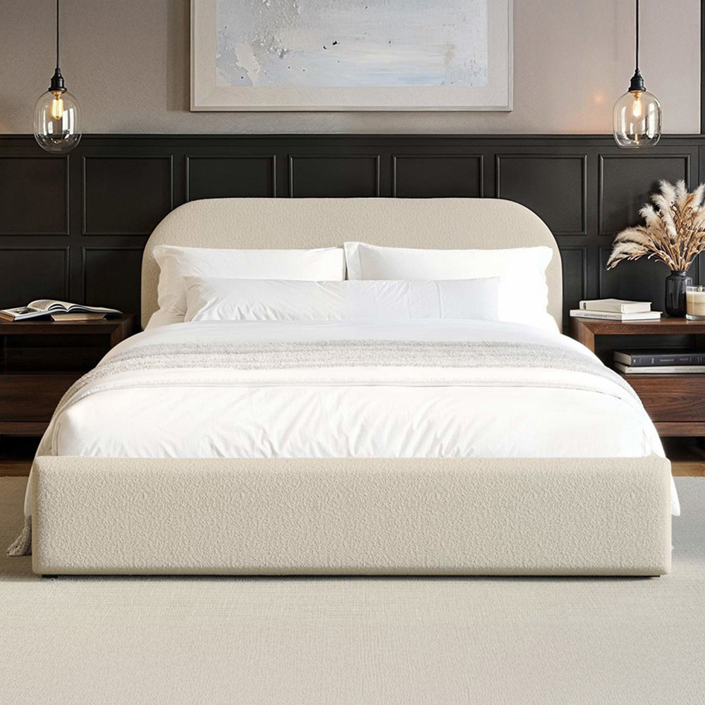 Flair Alba Double Cream Boucle Ottoman Bed Image 5