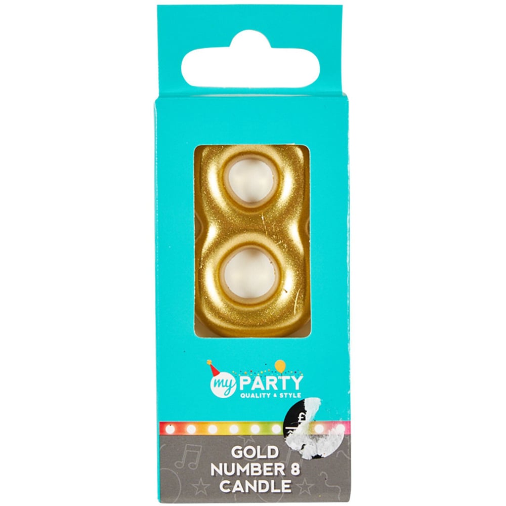 My Party Gold Number Candle - 8 Image 2