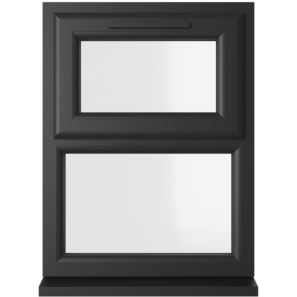 Crystal Black and White Top Hung Over Fixed Light Clear Double Glazed Window 905 x 965mm Image 1