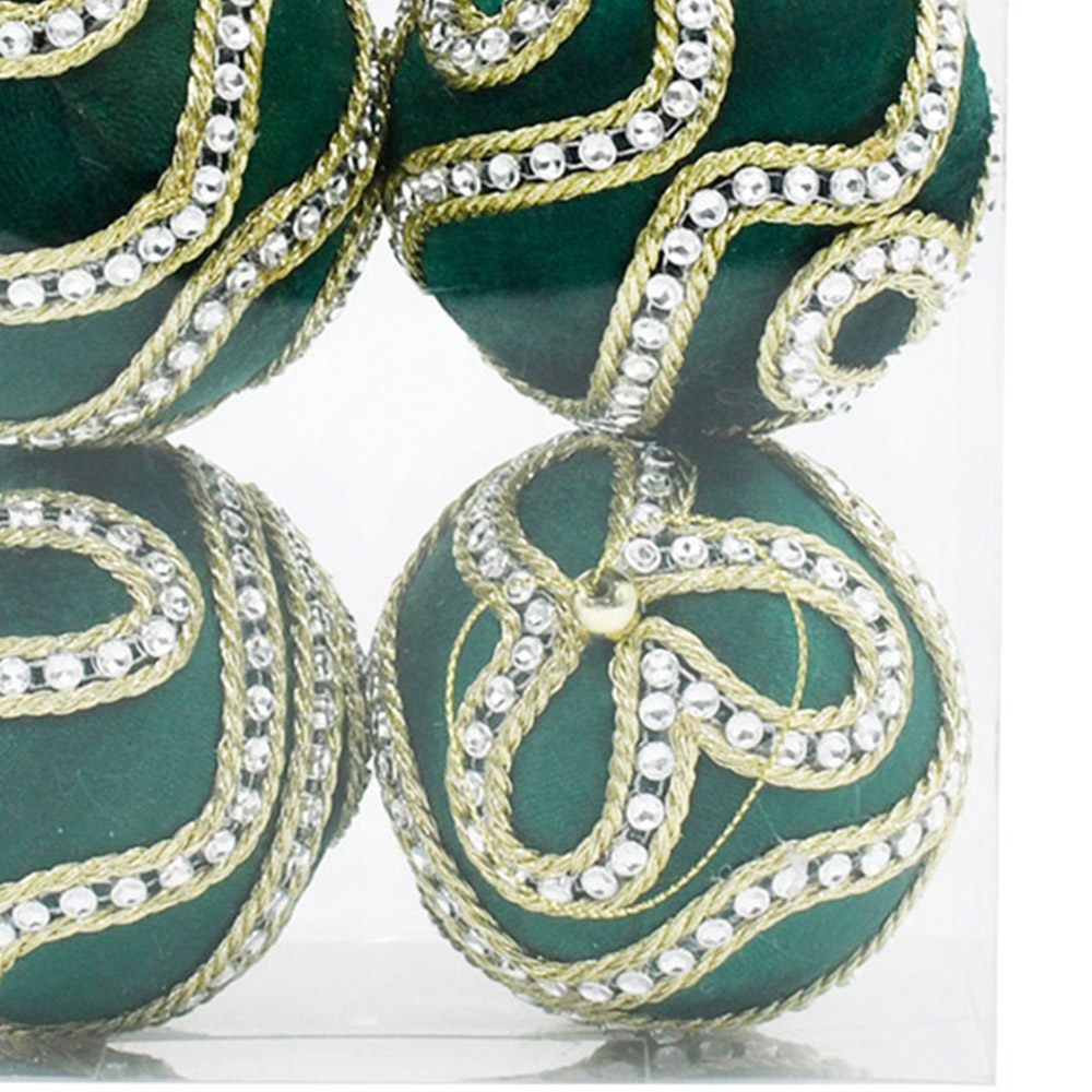 Pack of 6 Where Emeralds Glisten Baubles - Green Image 3
