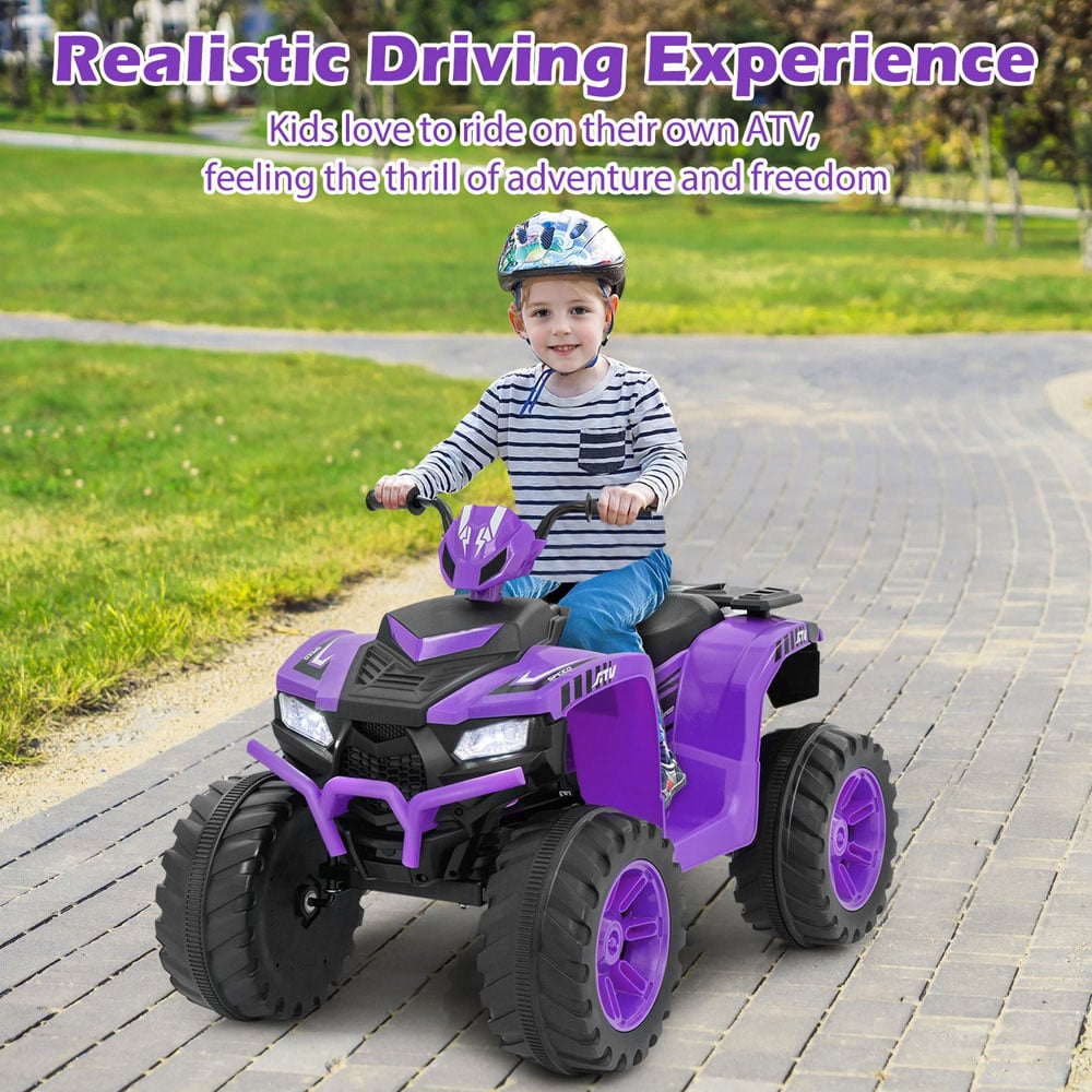 Costway Kids Purple Ride On ATV Toy Car with LED Lights and Wireless Connection 24V Image 5
