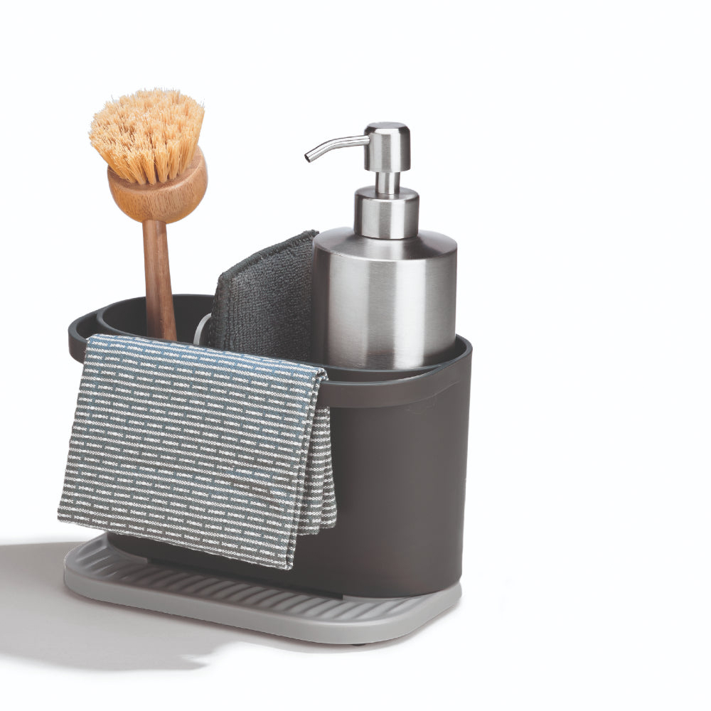 ReBorn Dark Grey Compact Plastic Sink Tidy with Drainage Tray Image 3