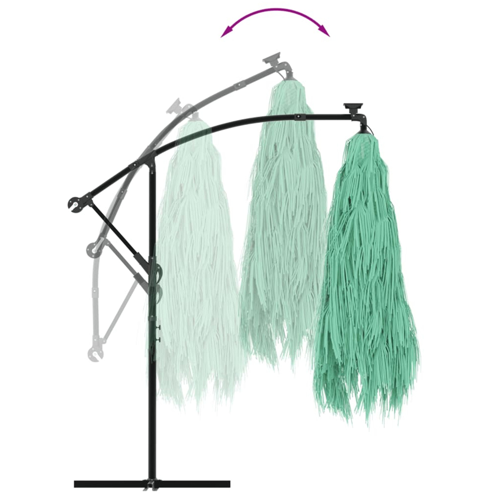 vidaXL Green Straw Top Cantilever Parasol with Steel Pole 2.4m Image 5