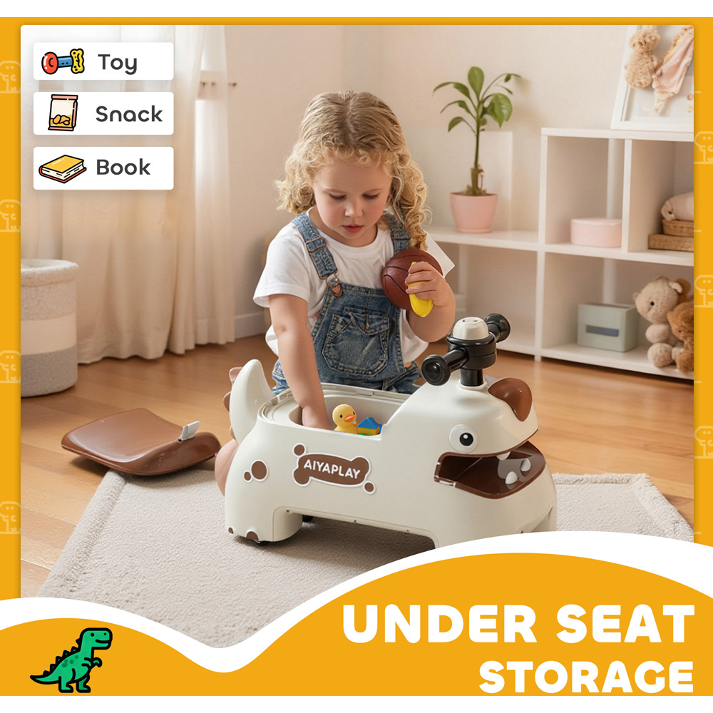 Tommy Toys AIYAPLAY Kids Cream Dinosaur Shape Ride On Car Toddler Walker Image 6
