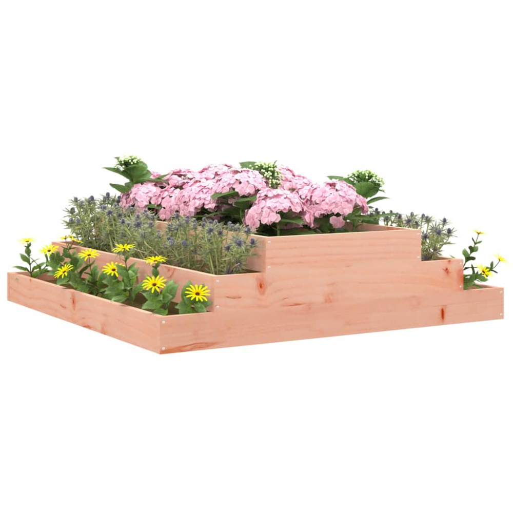 vidaXL 3 Tier Brown Douglas Wood Raised Garden Bed 27 x 110 x 110cm Image 2