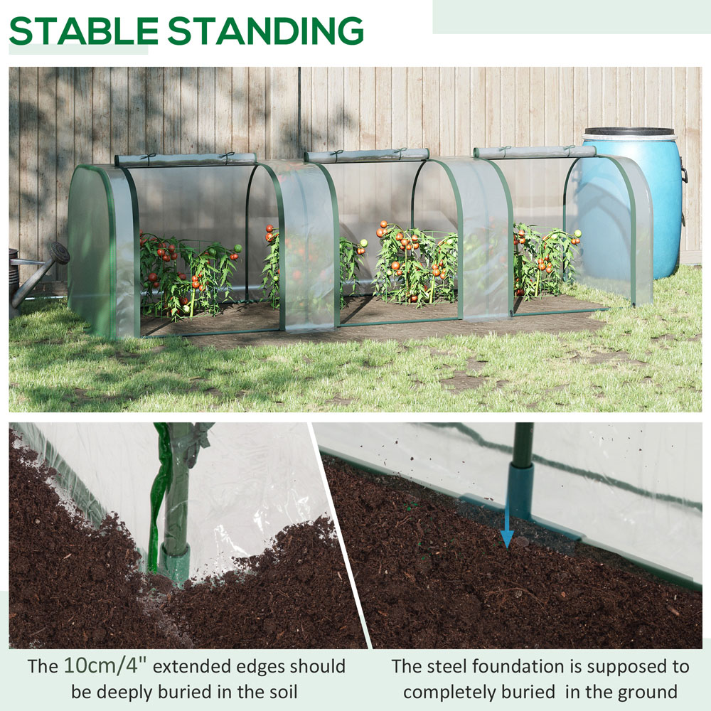 Outsunny Long Plastic Cover Tunnel 9.6 x 3.2ft Greenhouse Image 6