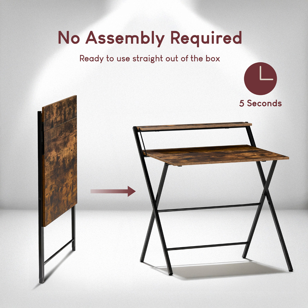 Vida Designs Brooklyn Dark Wood Foldable Computer Desk Image 6