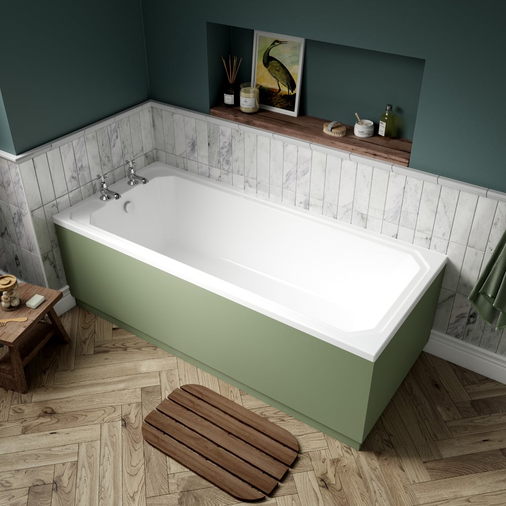 nuie Ascott White Straight Shower Bath 1800mm Image 2