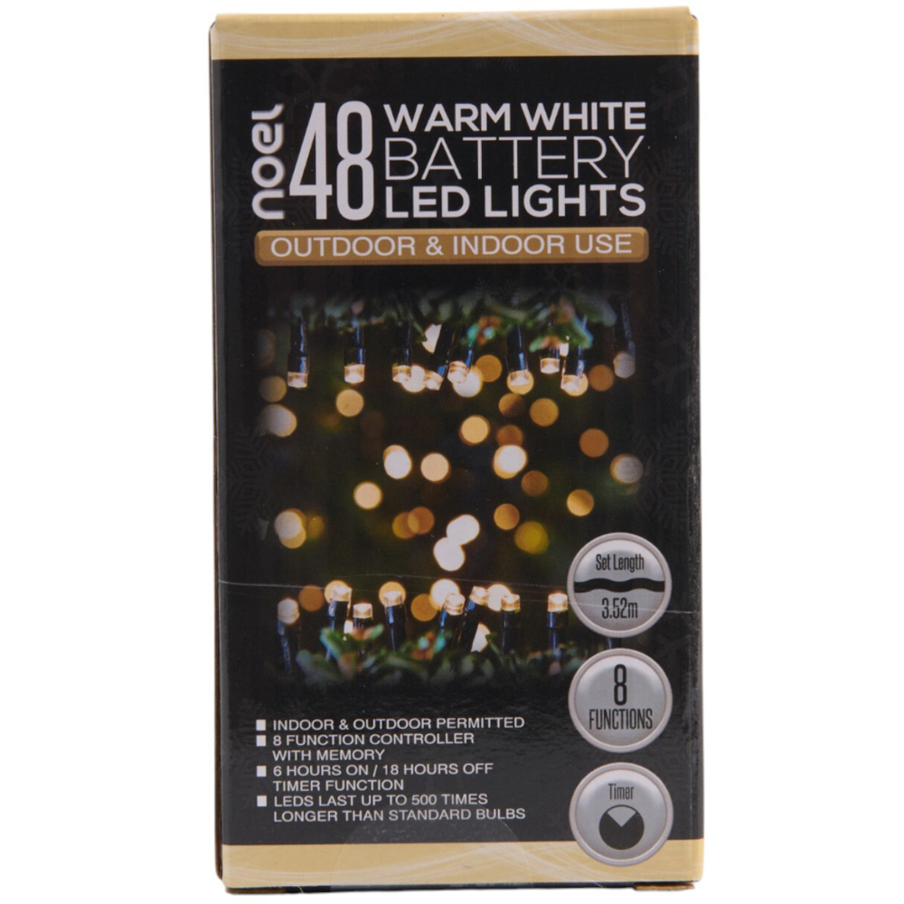 noel 48 Warm White LED Battery Operated Outdoor Lights Image 2