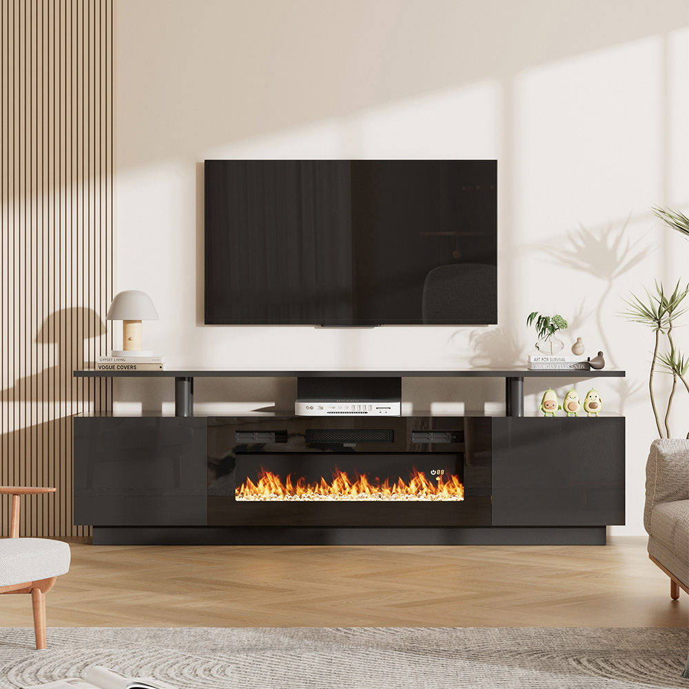 Living and Home 2-in-1 Recessed Electric Fireplace Heater TV Stand 1800W 70 inch Image 4