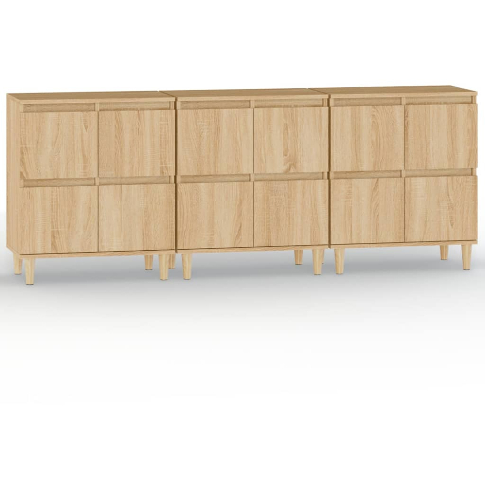 vidaXL 4 Door Sonoma Oak Sideboard Set of 3 Image 2