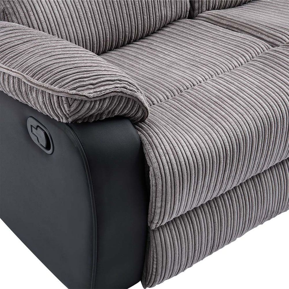 Furniture Online Postana 3 Seater Grey High Back Jumbo Cord Manual Recliner Sofa Image 7