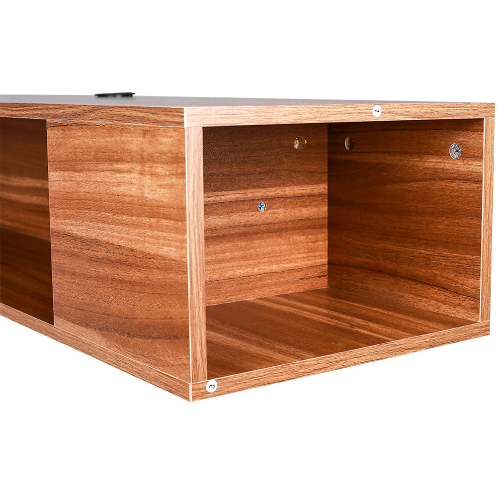 Living and Home 3 Shelf Brown Wall Mounted TV Stand Open Storage Image 4