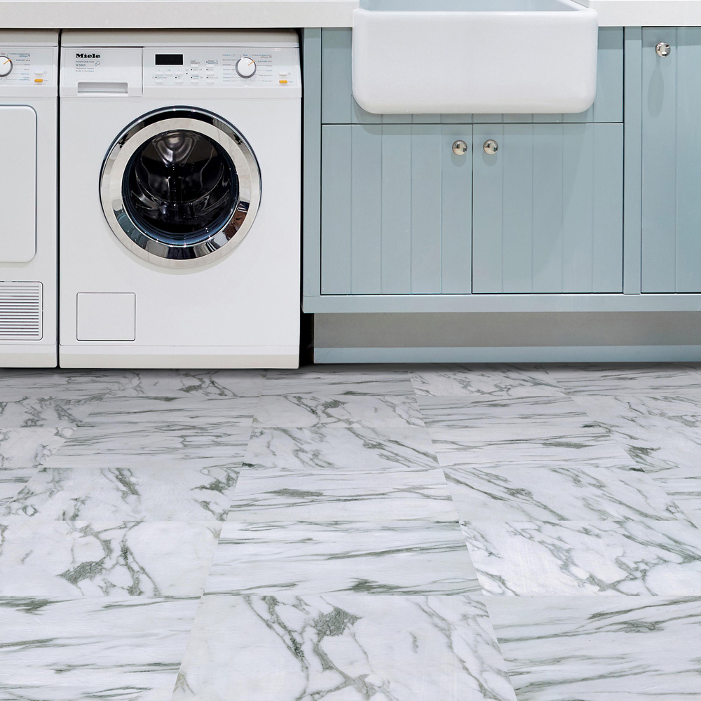 Floorpops Opaline White and Grey Peel and Stick Floor Tile 30.48 x 30.48cm 10 Pack Image 7