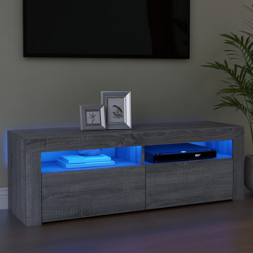 vidaXL 2 Door 2 Shelf Grey Sonoma TV Cabinet with RGB LED Lights Image 1