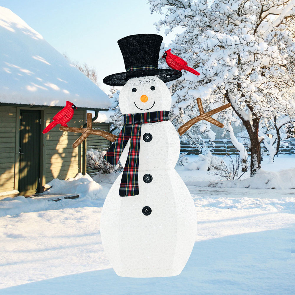 Costway Warm-White LED Pre-Lit Snowman Christmas Ornament 4.1ft Image 5