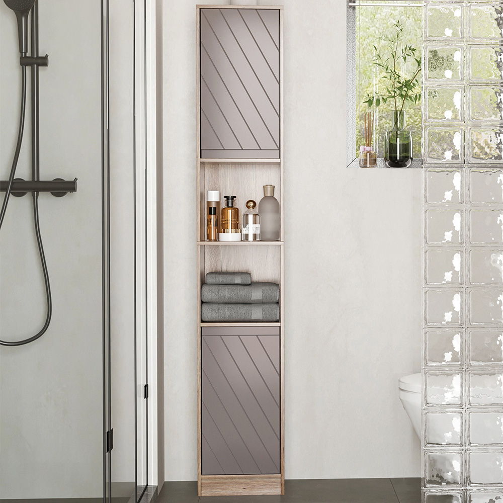 HOMCOM 2 Door S Shelf Bathroom Floor Cabinet Image 1