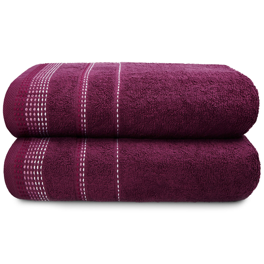 Rapport Home Berkley Purple Cotton Embroidered Bath Sheet Bundle Set of 2 Image 1