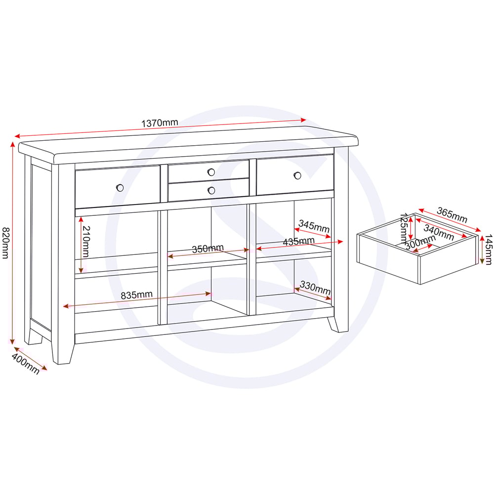 Seconique Windsor 3 Door 3 Drawer Pebble Grey and Oak Sideboard Image 9