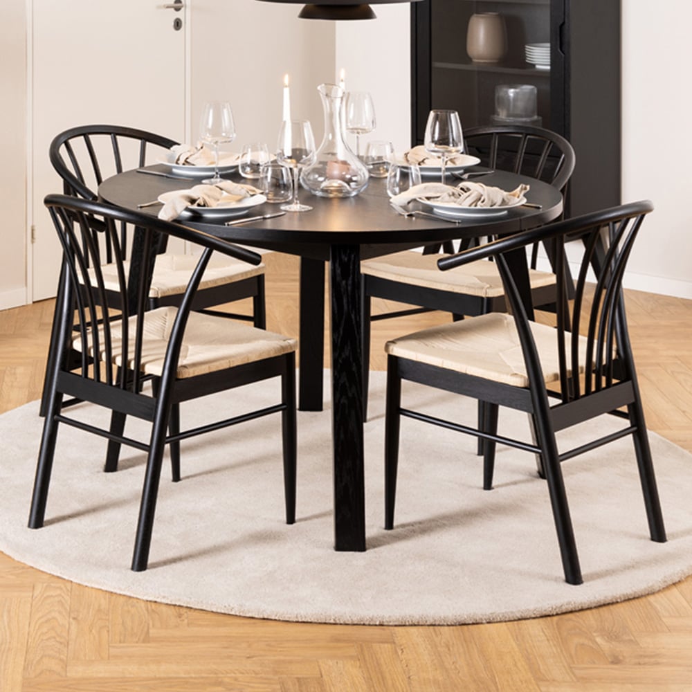 Florence Montreux Cassandra 4 Seater Round Extending Dining Table Black Image 1