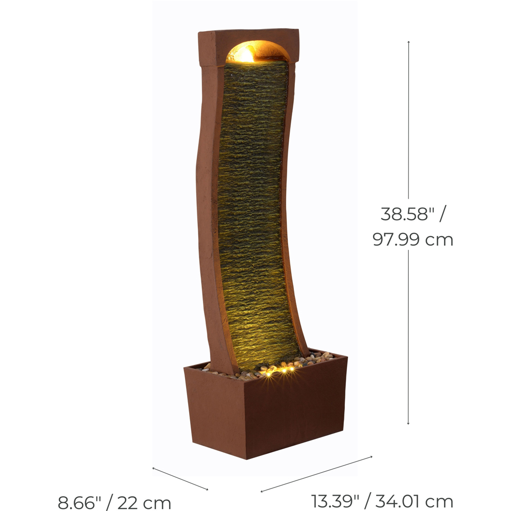Teamson Home Red Rock Curved Textured Waterfall Outdoor Fountain 38.5 inch Image 8