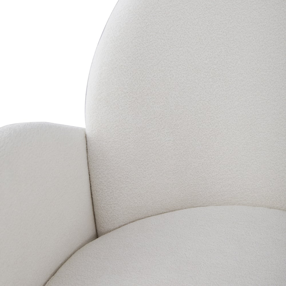 Living and Home Set of 2 White Upholstered Teddy Fleece Dining Chair with Armrests Image 6