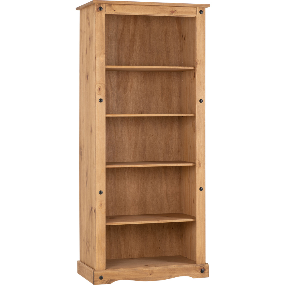 Seconique Corona 5 Shelf Distressed Waxed Pine Tall Bookcase Image 2
