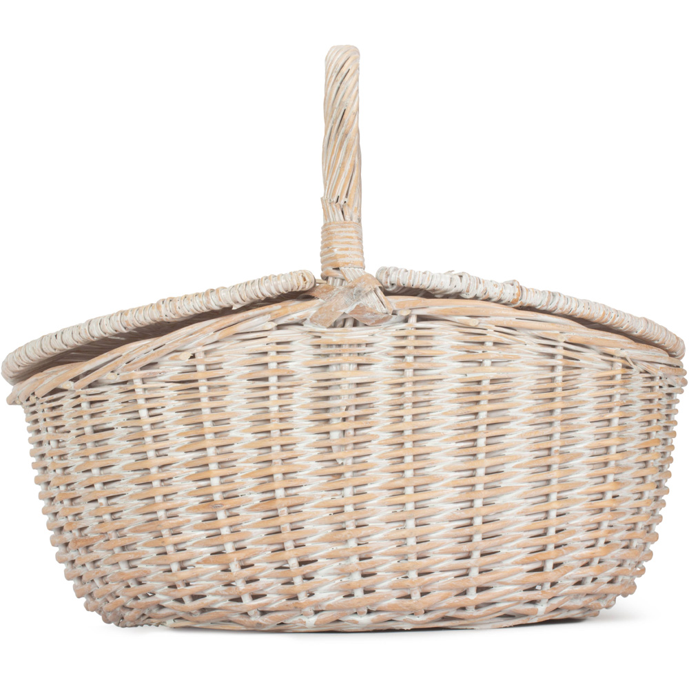Red Hamper White Wash Finish Oval Unlined Wicker Picnic Basket Image 3