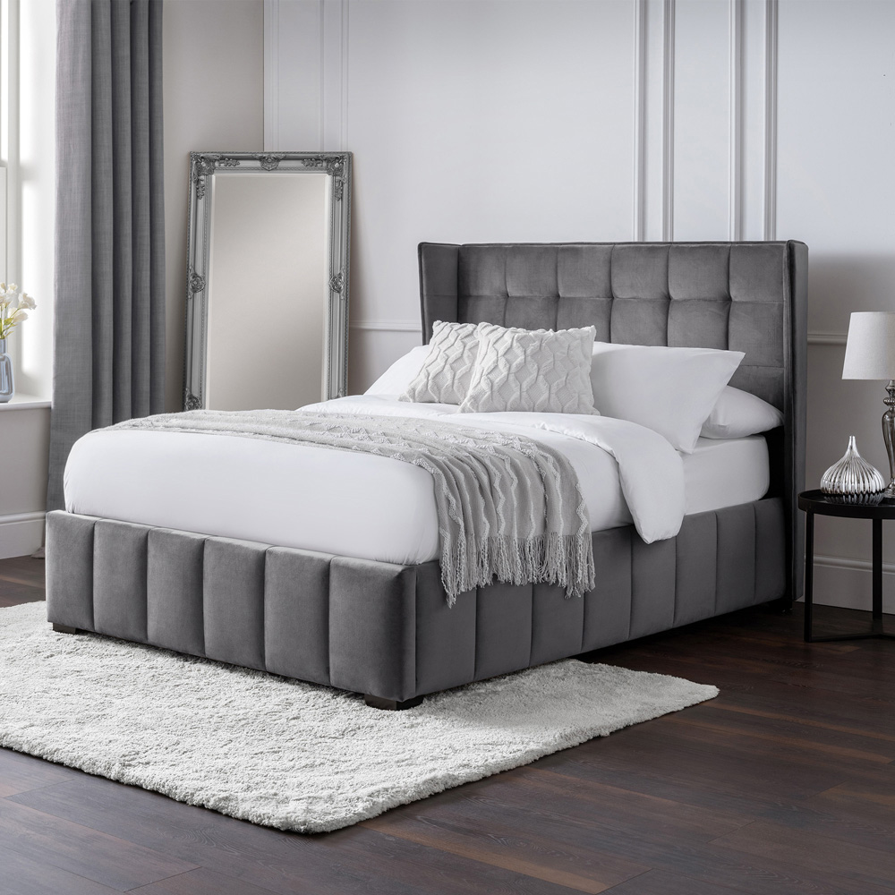 Julian Bowen Gatsby Double Light Grey Bed Image 1