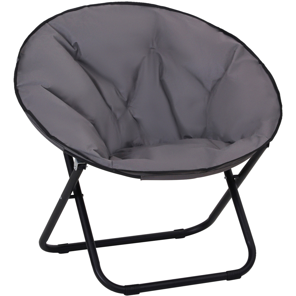 Outsunny Grey Folding Saucer Moon Chair Image 1