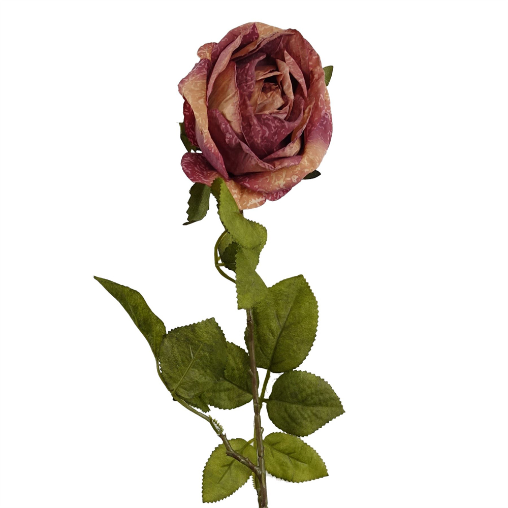 Leaf Dark Pink Rose Artificial Stem 70cm 6 Pack Image 6