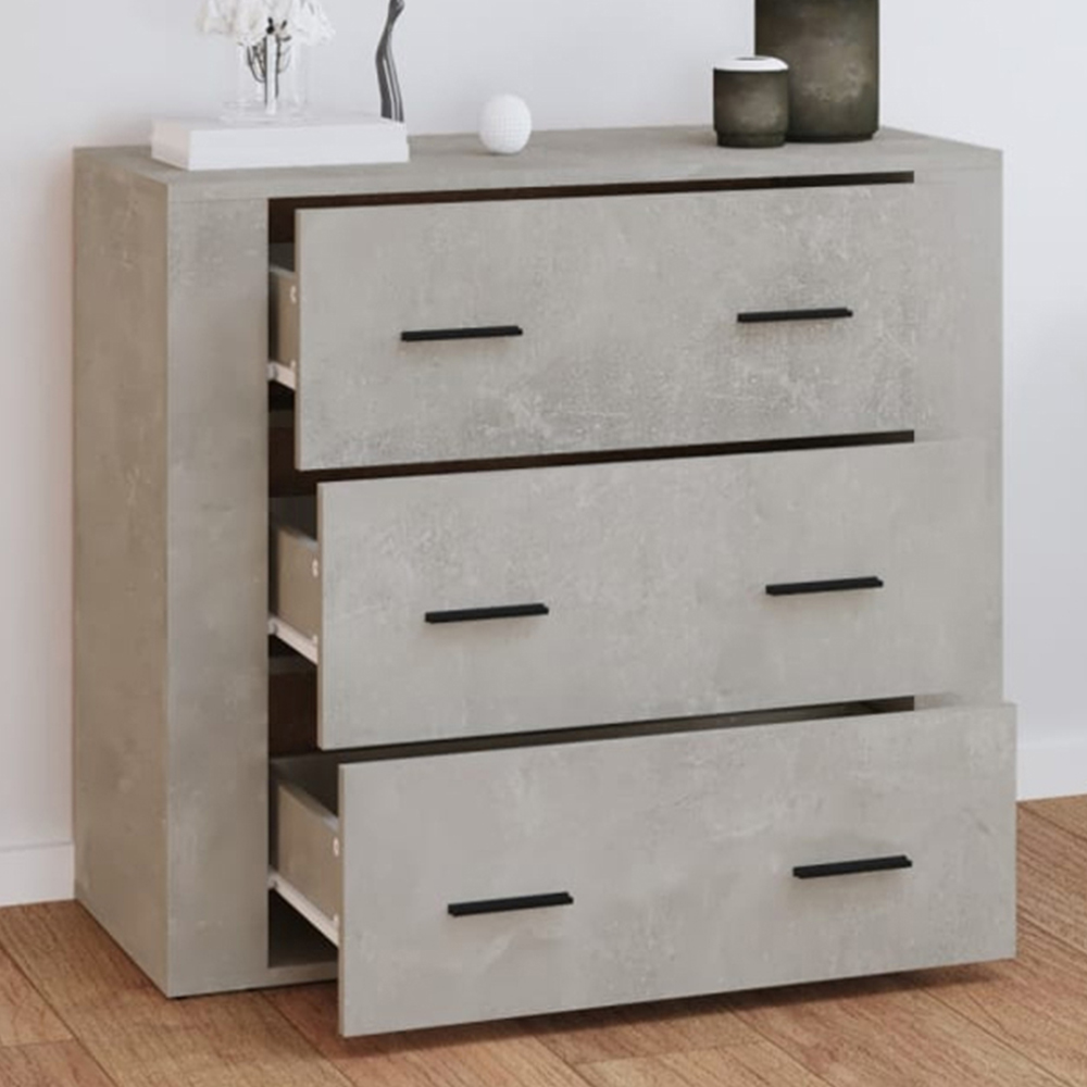 vidaXL 3 Drawer Concrete Grey Sideboard Image 1