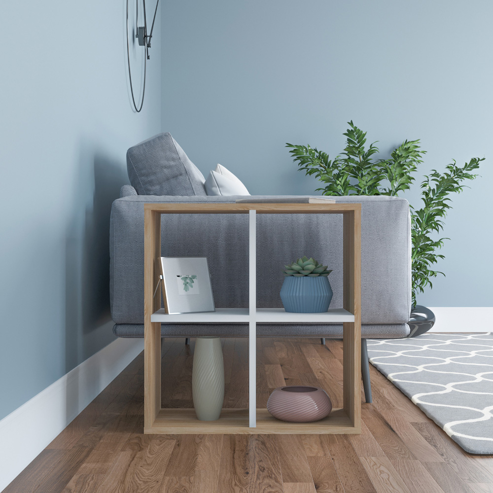 Decorotika Hansen 4 Shelf Oak and White Side Table Image 3