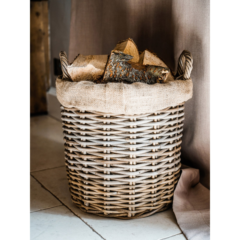 Ivyline Natural Wicker Round Lined Log Basket 50cm Image 3