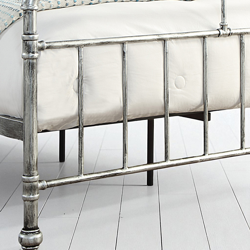 OAT Home Shoreditch King Size Distressed Silver Industrial Scaffold Metal Bed Image 6